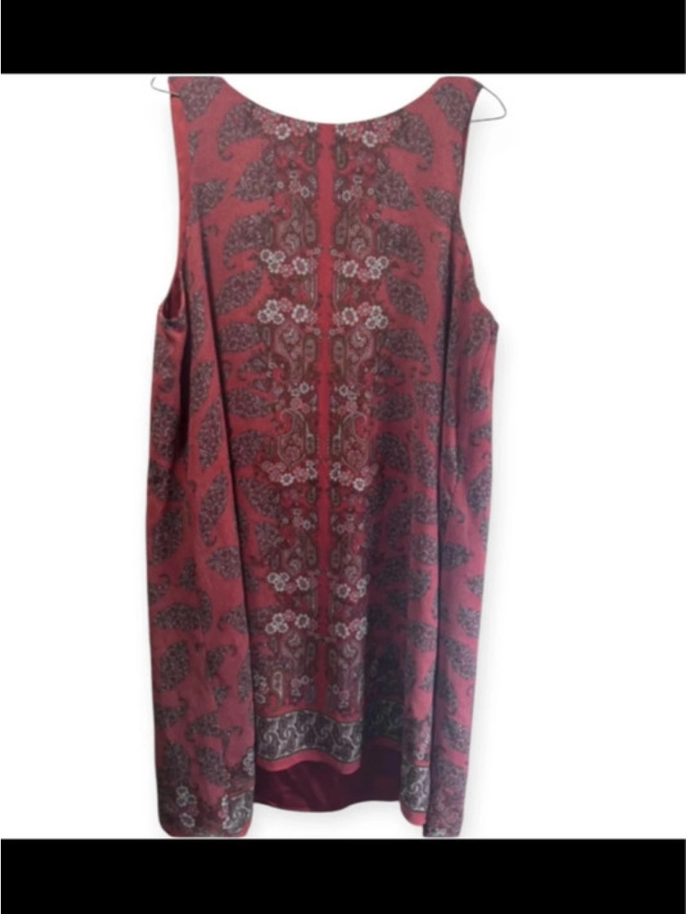 Sleeveless Maroon Paisley Shift Dress